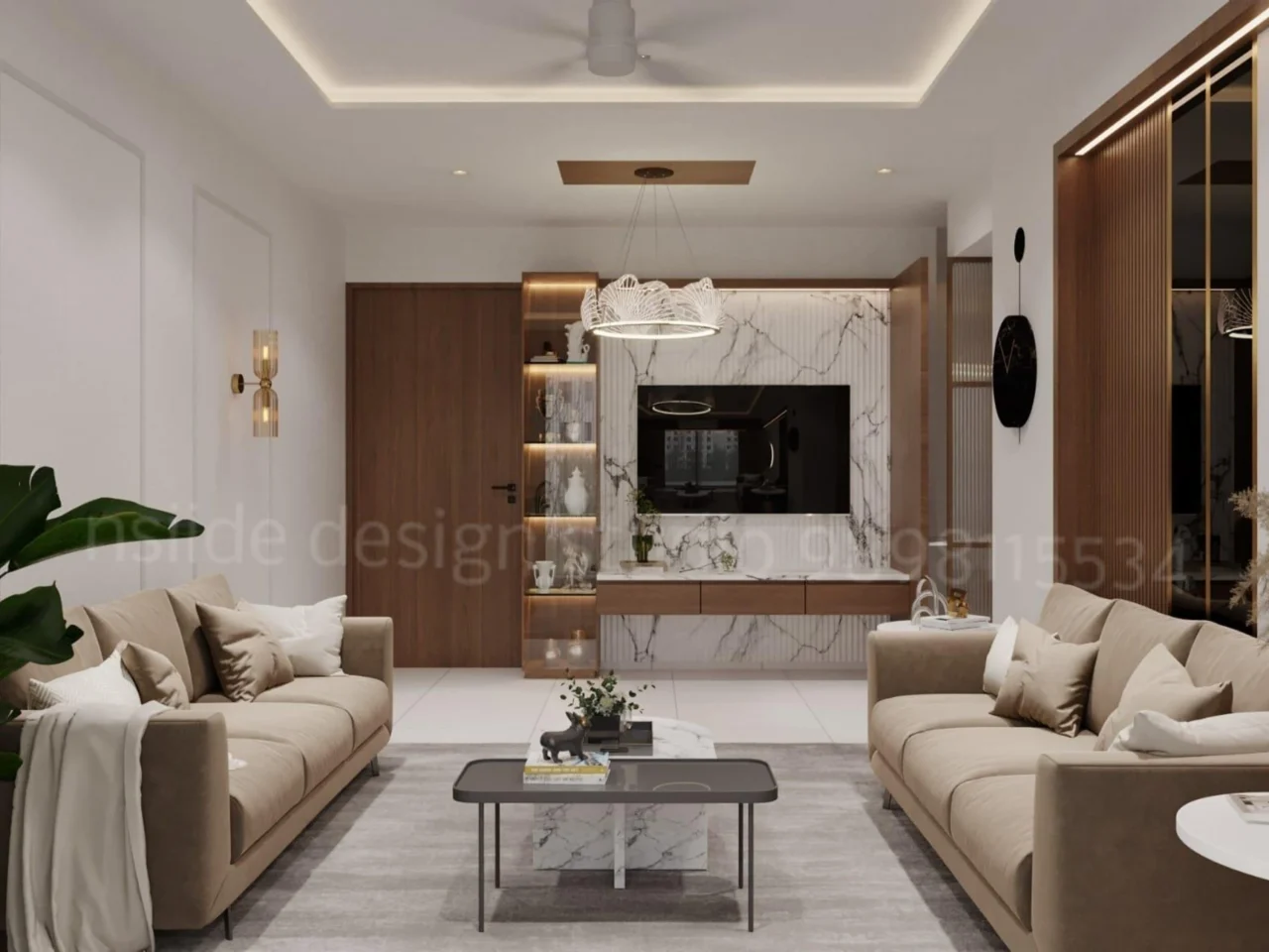 NSIIDE Turnkey Residential Living Room and TV Lounge Execution in Gujarat