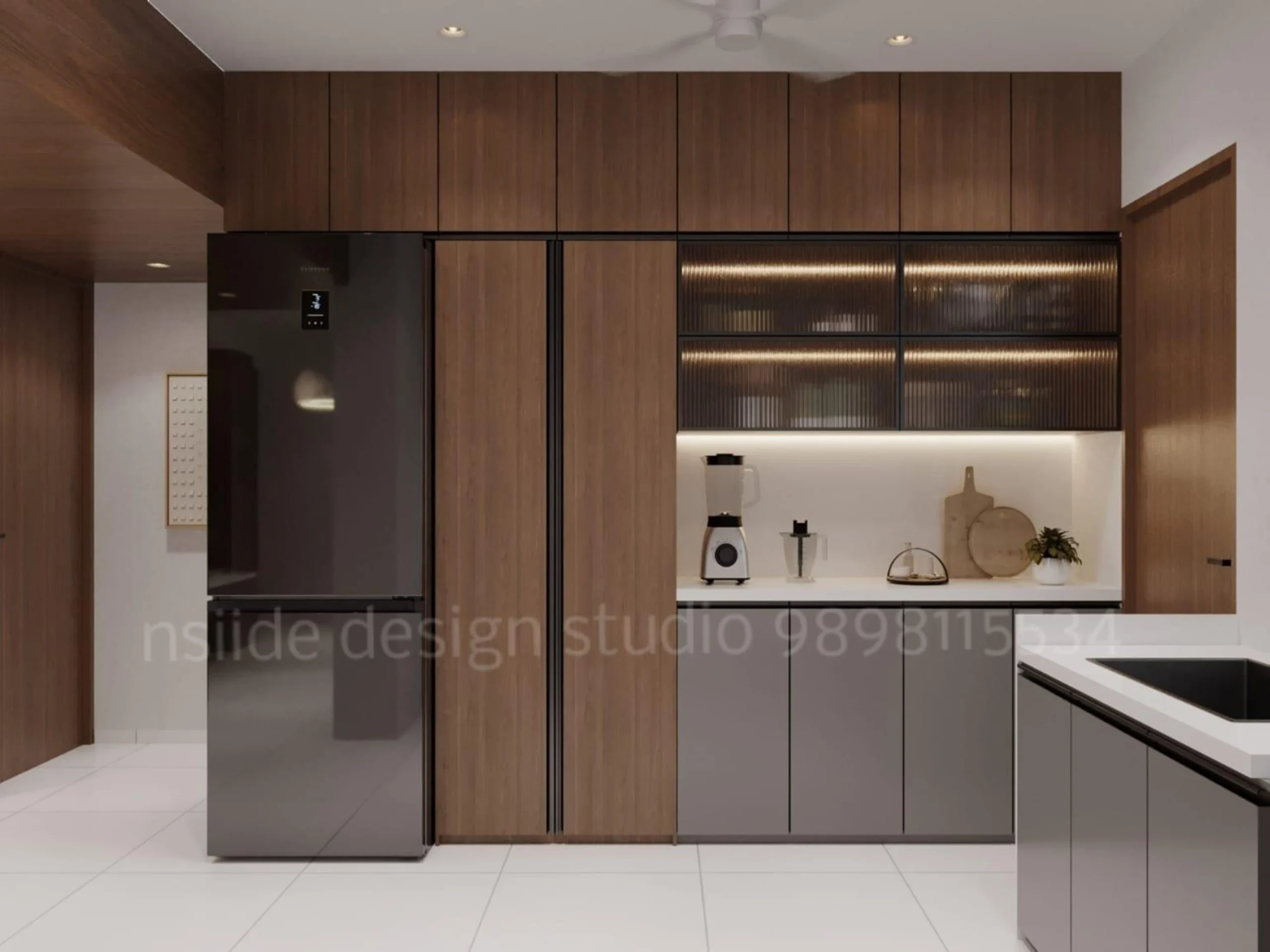 Luxury Kitchen Interior with Wooden Finish and Storage