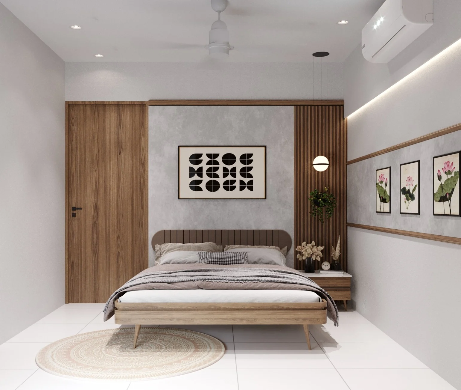 Modern Bedroom Design with Elegant Wall Panel Decor