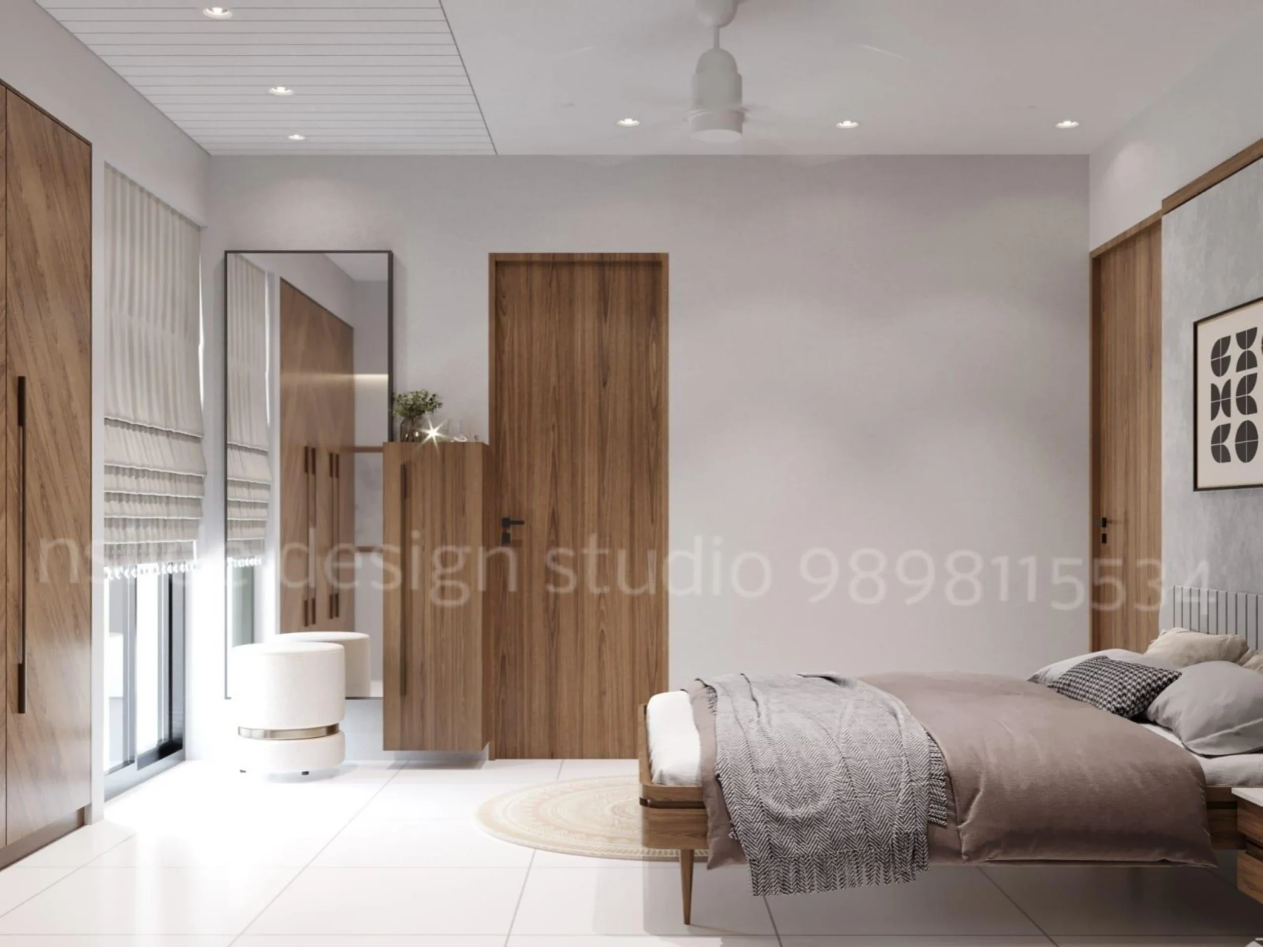 bedroom with minimalist interior design