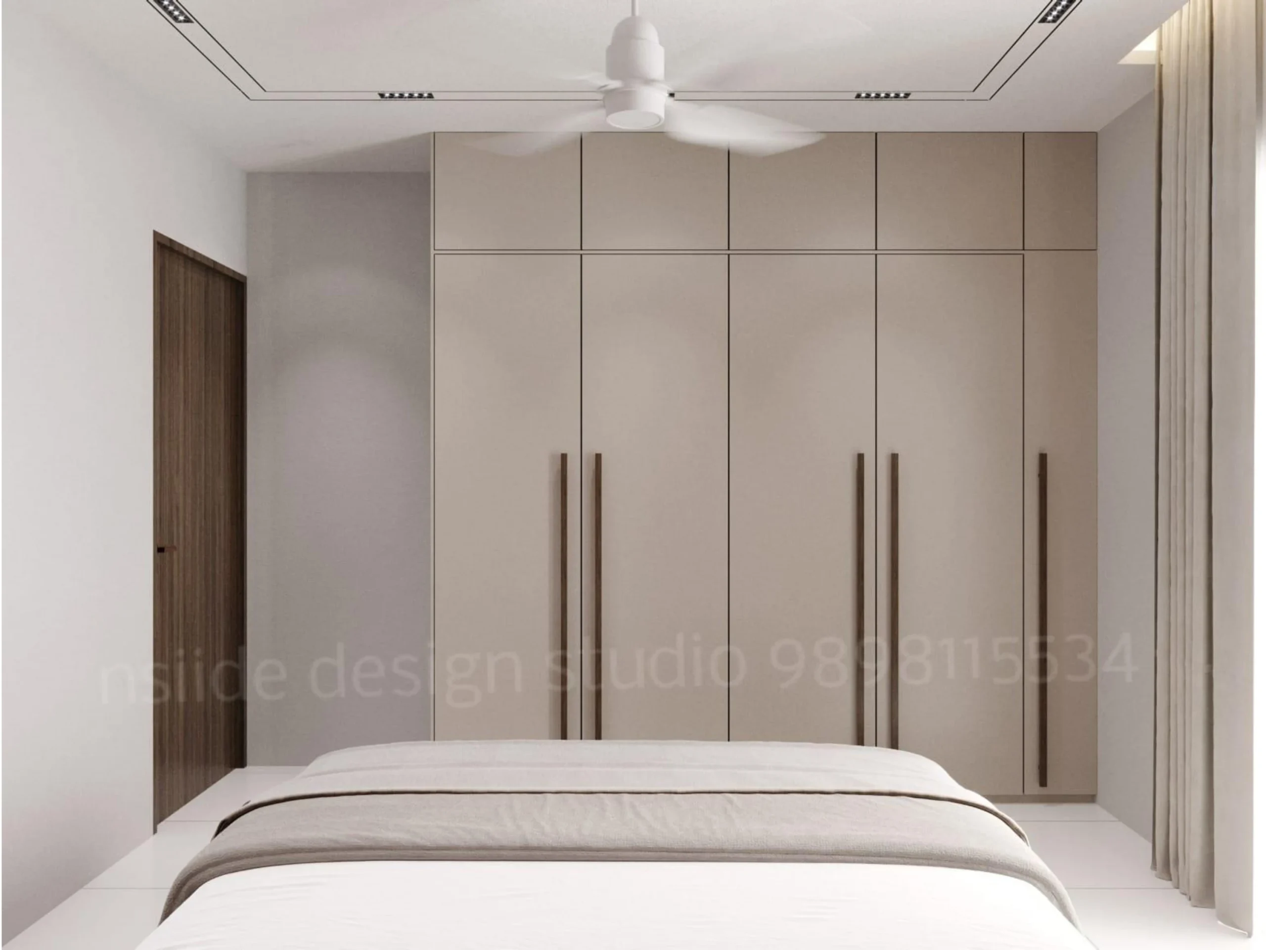 white bedroom with minimalist interior design