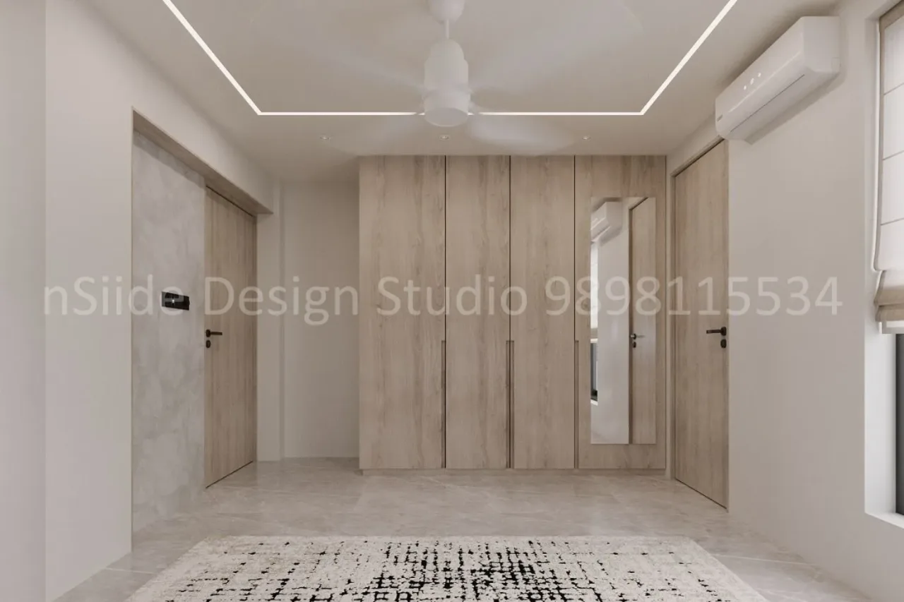 Platform Bed Bedroom with Textured Panels