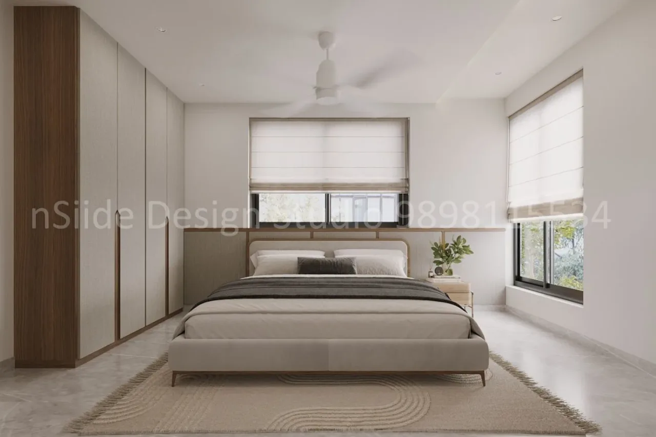 Wooden Headboard Bedroom with Natural Light