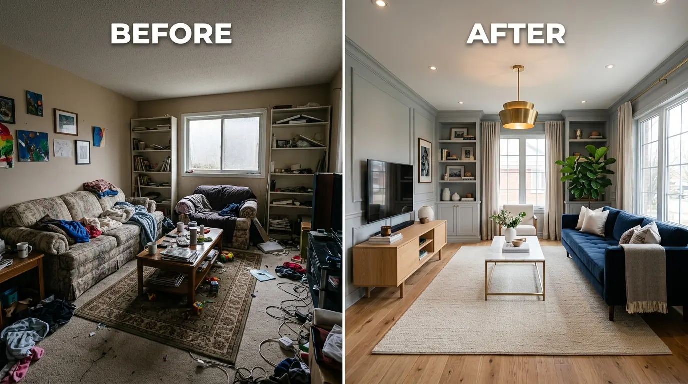 Living Room Before and After Interior Design