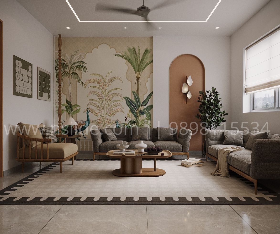 Interior modern living room wall design