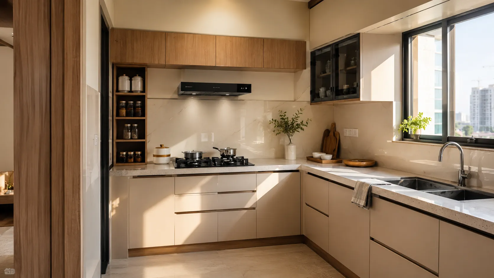 Modern modular kitchen design for small homes in Rajkot with smart storage