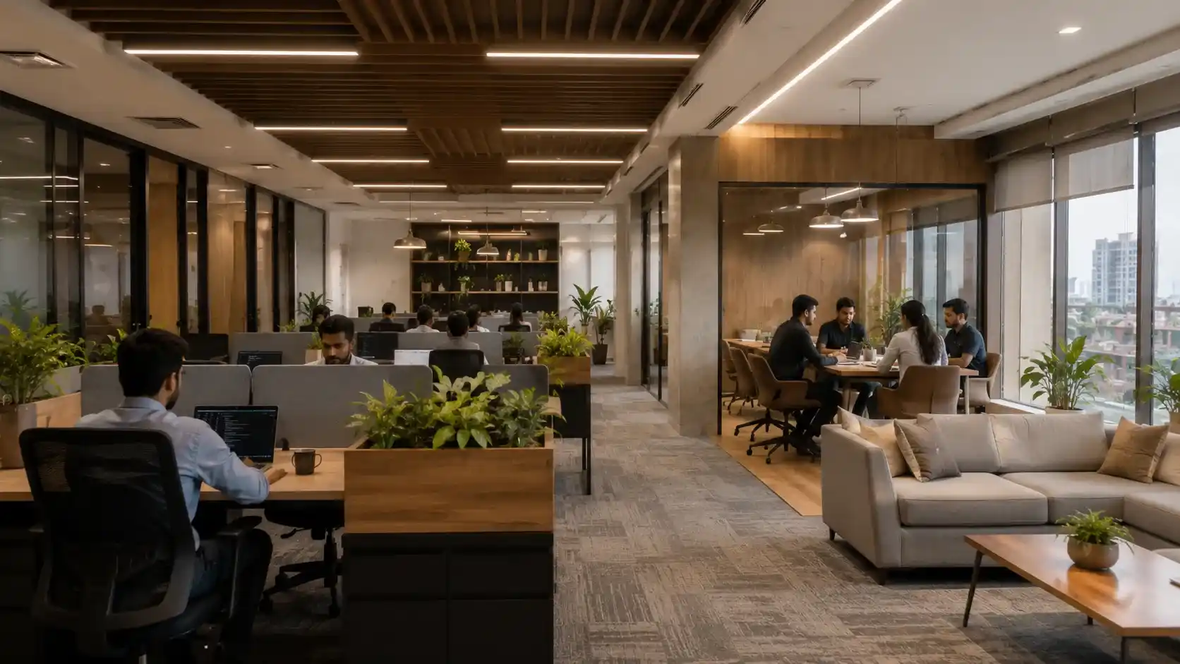 Modern office interior design in Rajkot focused on productivity and comfort