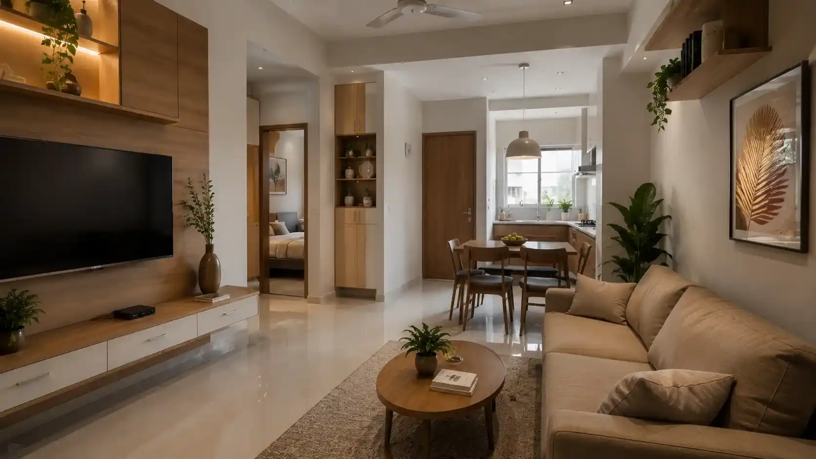 Small apartment interior design in Rajkot with smart space-saving solutions
